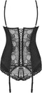 Obsessive Heartina Korset & String - Jarretelset - Maat L/XL - Zwart