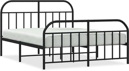 vidaXL - Bedframe - met - hoofd- - en - voeteneinde - metaal - zwart - 135x190 - cm