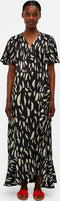 OBJECT Papaya - Lang satijnlook jurk - Overslag met ruffle detail - Maat 40