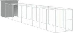 vidaXL - Hondenhok - met - ren - 165x1.067x181 - cm - staal - lichtgrijs