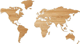 Wooden Amsterdam Wereldkaart - Muurdecoratie - Eikenhout - 150 x 75 cm