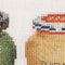 Thea Gouverneur - Borduurpakket met telpatroon - 3046A - Voorgesorteerde DMC Garens - mosterdpotjes - Aida - 13 cm x 36 cm - DIY Kit