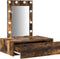 vidaXL - Wandkast - Make-up - Tafel - met - LED - Verlichting - in - Rook - Eik