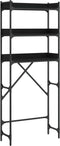 vidaXL - Wasmachinekast - 67x25x163 - cm - bewerkt - hout - zwart