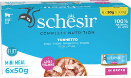 Schesir Kat Mp Blik Gekookt 6x50 g - Kattenvoer - Tonijn&Natural