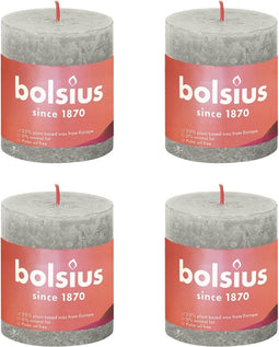 Bolsius Stompkaarsen Shine 4 st rustiek 80x68 mm zandgrijs