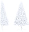 vidaXL - Kunstkerstboom - met - verlichting - en - kerstballen - half - 180 - cm - wit