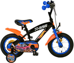 Mattel Hot Wheels - Kinderfiets 12 Inch - Stalen frame met zijwielen - Zwart Oranje Blauw