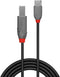 Lindy 36943 - USB-kabel USB 2.0 USB-C naar USB-B - 3.00 m - Zwart