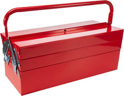Toolland Gereedschapskist - Metaal - Uitklapbaar 5 vakken - Rood 530 x 200 x 210 mm