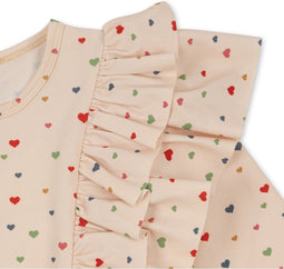 Konges Sløjd Manuca frill onesie playsuit / Zwempak - Multi hearts