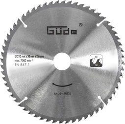 Güde Houtzaagblad - 60T - 210x210x2,8 mm