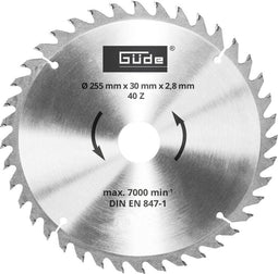 Güde Houtzaagblad HM - 40T - 255x30x40mm - voor Güde afkort en verstekzaag