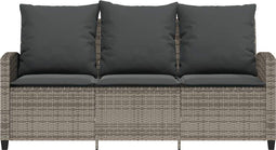 vidaXL - Tuinbank - 3-zits - met - kussens - & - tafel - poly - rattan - grijs