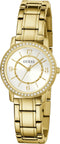 Guess Dames Horloge GW0468L2 Staal met Geelgouden Plating Quartz met Zilverkleurige Wijzerplaat en Zirkonia 32mm