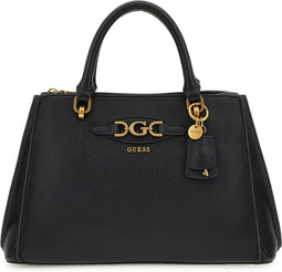 GUESS Handtas Schoudertas Malva Girlfriend Satchel Black Zwart