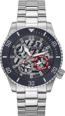 Guess Heren Horloge GW0488G1 Staal Quartz Chronograaf Met Donkerblauw Wijzerplaat