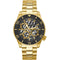 Guess Heren Horloge GW0488G2 Staal met Geelgouden Plating Quartz Chronograaf met Zwarte Wijzerplaat