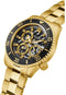Guess Heren Horloge GW0488G2 Staal met Geelgouden Plating Quartz Chronograaf met Zwarte Wijzerplaat