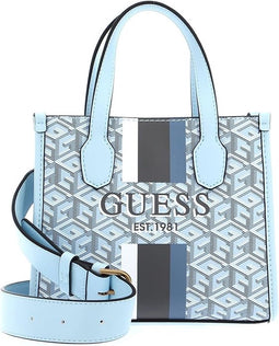 GUESS - Silvana Two Compartment Mini Tote - Ice Blue Logo