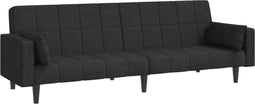 vidaXL - Slaapbank - 2-zits - met - 2 - kussens - stof - zwart