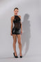 Guilty Pleasure - Wetlook halterjurkje met transparant middendeel - XL