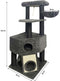 GUILY Donkergrijze kattenboom - 50 x 50 x 141 cm - Donkergrijs - 2 platforms, 1 zitstok, 1 hut, 1 helling, 1 tunnel