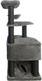 GUILY Donkergrijze kattenboom - 50 x 50 x 141 cm - Donkergrijs - 2 platforms, 1 zitstok, 1 hut, 1 helling, 1 tunnel