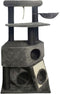 GUILY Donkergrijze kattenboom - 50 x 50 x 141 cm - Donkergrijs - 2 platforms, 1 zitstok, 1 hut, 1 helling, 1 tunnel