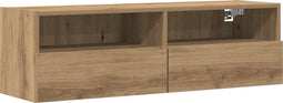 vidaXL - TV - Wandkast - Artisan - Eiken - 100x30x30 - cm - Bewerkt - Hout