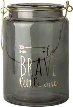 Gusta Waxinelichthouder Theelichthouder - Glas - Be Brave Little One - 10 x 15 cm - Cadeau Geboorte Kraamcadeau