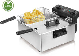 Emerio DF-120485 - Dubbele Frituurpan - 2x 3 Liter - PFAS-vrij - Regelbare Thermostaat - RVS (2 stuks)