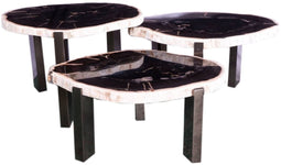 PTMD Salontafel Rudi - 50x60x43 cm - Hout - Grijs - Set van 3