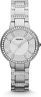 Fossil Virginia ES3282 - Dameshorloge 30 mm - Stalen horlogeband - Zilverkleurig