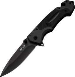The Verge® Edge X01 - Survival Zakmes - RVS Vouwmes met Glasbreker en Broekclip - Zwart - Incl. Luxe Cadeauverpakking