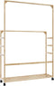 vidaXL - Kledingrek - met - schappen - en - wielen - 90x35x155 - cm - bamboe