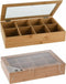 Excellent Houseware theedoos/opbergdoos - 8-vaks - bamboe hout - 32 x 20 x 6,5 cm