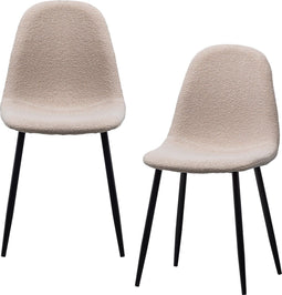 WOOOD Marije Eetkamerstoel - Teddy - Taupe - Set van 2