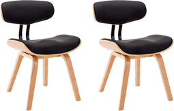 vidaXL - Eetkamerstoelen - 2 - st - gebogen - hout - en - kunstleer