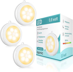 Iqonic Kastverlichting - Draadloze LED Lamp met Bewegingssensor - Warm Wit (3 stuks)