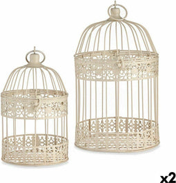 Decoratieve kooi Set Crème (2 Stuks)