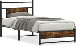 vidaXL - Bedframe - zonder - matras - hout - gerookt - eikenkleurig - 90x190 - cm