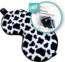SMUG Slaapmasker met Zwarte Oordopjes - 100% Verduisterend - Verstelbaar Oogmasker in Satijn - Cow Print