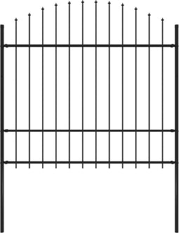 vidaXL - Tuinhek - met - speren - bovenkant - (1,5-1,75)x1,7 - m - staal - zwart