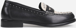 BRONX Frizo - Dames Loafers - Zilver embellishments - Zwart/White