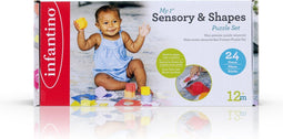 Infantino Sensory Puzzelset - Dubbelzijdige puzzelset - Ontwikkelt probleemoplossend vermogen - Multicolor (24 stuks)