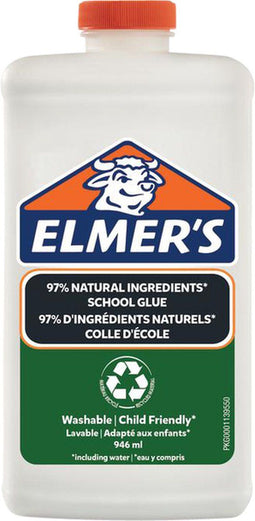 Elmer's zuivere PVA lijm | witte vloeibare lijm | 83% natuurlijke ingrediënten | 100% hergebruikt plastic | ideaal voor school en hobby | uitwasbaar en kindvriendelijk | 946 ml