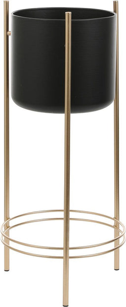 Mica Decorations Sverre - Bloempot op standaard - H66 x Ø27 cm - Zwart goud