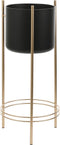 Mica Decorations Sverre - Bloempot op standaard - H66 x Ø27 cm - Zwart goud