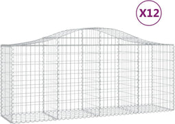 vidaXL - Schanskorven - 12 - st - gewelfd - 200x50x80/100 - cm - ijzer